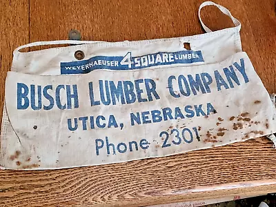 Vintage Busch Lumber Co Nail Apron Utica Nebraska • $10