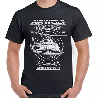 Airwolf T-Shirt Mens 80's Retro TV Programme Helicopter Drama Show The A-Team • £10.99