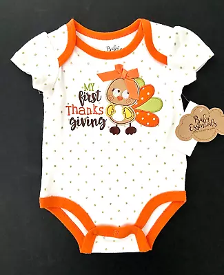 Baby Essentials Infant Baby Girl 1-Piece Creme 'My First Thanksgiving' Bodysuit • $2.99