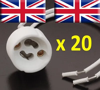 20x GU10 Ceramic Sockets Halogen LED Bulb Lamp Holder Down Light Fitting Base UK • £7