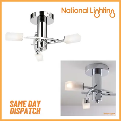 3 Way Ceiling Light G9 Chrome & Frosted Glass Shades With Semi Flush Fitting • £44.31