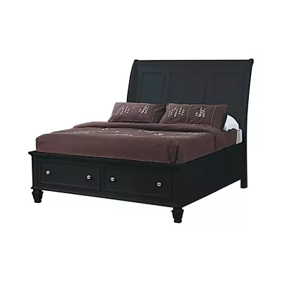 Stylish Cappuccino Queen Footboard Storage Sleigh Bed Bedroom Furniture • $975