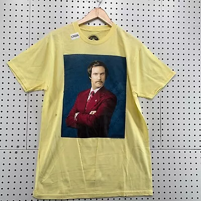 Anchor Man Shirt Adult Large Yellow Short Sleeve Portrait Will Ferrell Movie TEE • $11.28