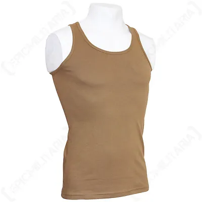 COYOTE TANK TOP - Military Army Combat Cotton Mens Vest Sleeveless All Sizes • £11.75
