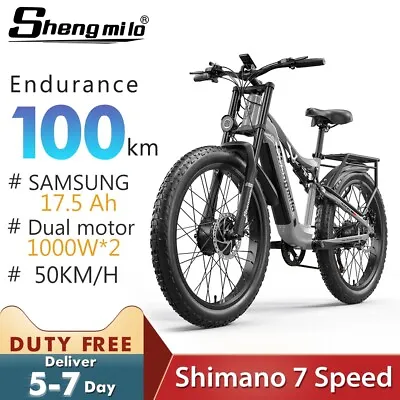 26  E Bike Electric Bike Dual Motor 1000W*2 Mountain Bike SAMSUNG-840WH E MTB • $1250