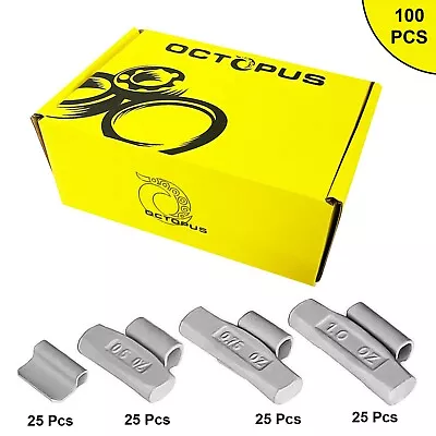 100 Pcs ASSORTMENT OCTOPUS Clip On Wheel Weight Balance AW STYLE .25 .50 .75 1oz • $35.99