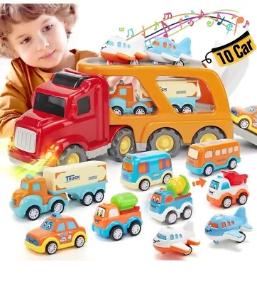 £39.99 • Buy 10-in-1 Toddler Toy Cars For 2 3 Year Old Boys Carrier Truck Transport Vehicles
