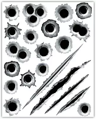 $4.99 • Buy 4pcs Waterproof Hole Cool Sticker 3D Bullet Fire Monster Scratch Decorations USA