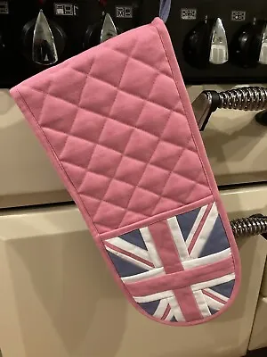 Vintage Union Jack Double Ended Oven Glove By Woven Magic ( Baby Pink /blue ) • £19.95