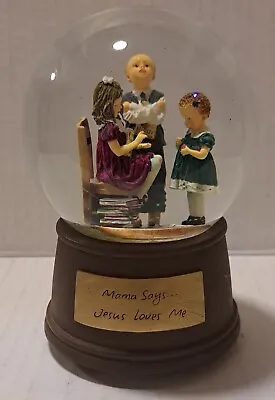 Kathy Andrews Finchers Mama Says...  Jesus Loves Me  Musical Snow Globe • $49.95