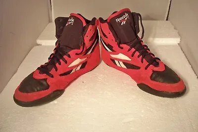 Rare Vintage 90's Reebok Red & Black Wrestling Shoes Size 6.5 RA505 KTI • $79.95