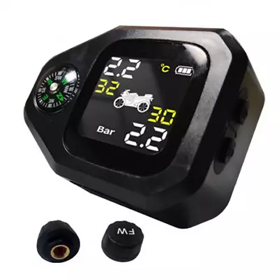 Digital Motorcycle TPMS Tire Tyre Pressure Monitor System W/2 External Sensors • $32.30