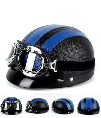 Motorcycle Helmet Vintage Half Helmet Electric Vehicle Helmets W/Goggles Bobber • $42.47