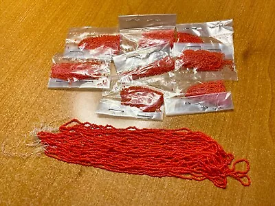 Rarest Antique Micro Seed Beads-18/0 Hanks & Bags Rich Greasy Watermelon Red • $7.25