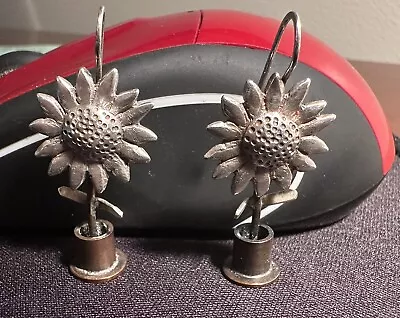 Vintage Cindy Hanley Sunflower Spring Flower Power Sterling Pierced Earrings WOW • $158