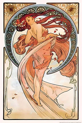 Alphonse Mucha Painting Dance Dancer Poster 1898 Bohemian Czech Painter 1900s • $16