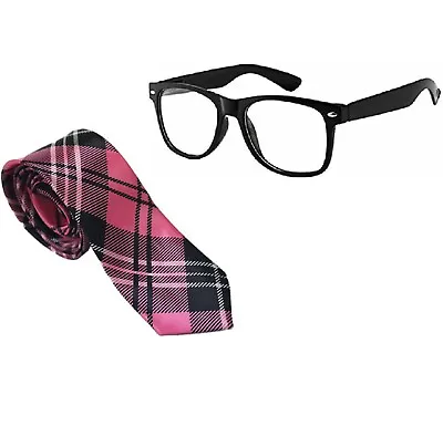 Fancy Dress Naughty Pink Schoolgirl 1990s Glasses Tie Britney Tartan Hen Party  • £6.99