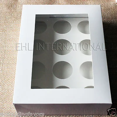 US Wedding Favors(TM) Pack Of 10pcs Cupcake Boxes WHITE With 12 Hole Inserts • $28.99