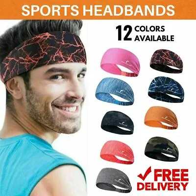 Sports Headband Yoga Gym Sweatband Women Men Hair Bands Head Prevent Sweat Bands • £2.99