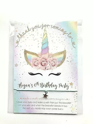 £1.09 • Buy Personalised Unicorn Wish Bracelets Girls Boy Birthday Party Bag Filler Favours 