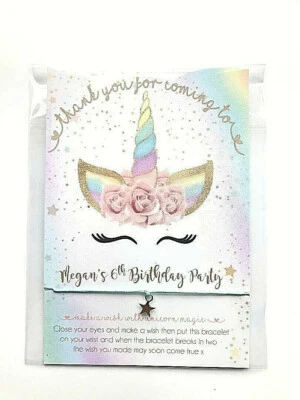 £1.09 • Buy Personalised Unicorn Wish Bracelets Girls Boy Birthday Party Bag Filler Favours 