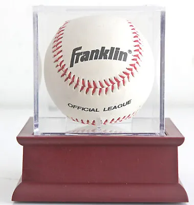 Baseball Holder Display Case Baseball Cube On A Cherry Color Plastic Stand • $13.95