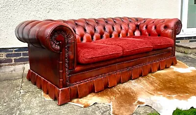 Good Quality Modern 3 Seater Red Leather Chesterfield Sofa. • £645