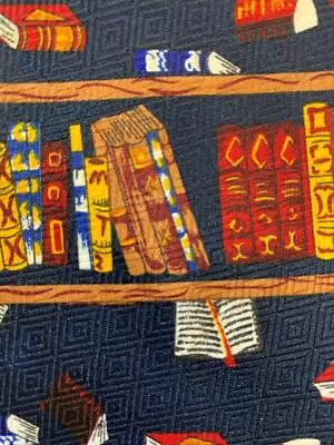 Mercedes Hand Made Books Shelves Darkblue Red Poly Necktie Tie Mno0920a #v13 • $7.59