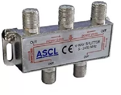 ASCL 1 In 4 Out Aerial TV Splitter Suitable For Freeview Virgin Media Coax Cable • £3.95