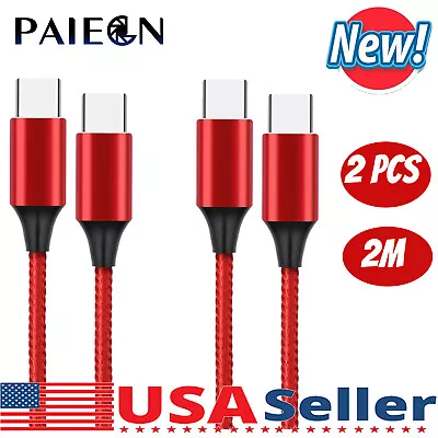 Paiegn 2x Red Braided USB C Type-C Fast Charging Cable Cord 6FT For Iphone15 Pro • $7.89