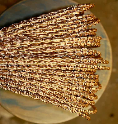 Blonde (Light Gold) Twisted Cloth Covered Wire Vintage Style Fabric Color Cord • $1.39