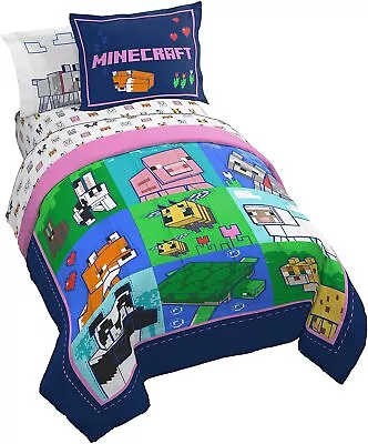 Minecraft  Animal Patch  Kids Reversible Bed Set-AB08V76JPLL9 AB08V7DC6X90 • $85.95