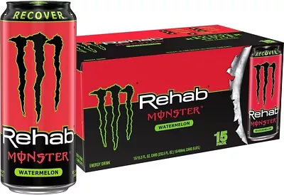 Monster Energy Rehab Watermelon + Energy Drink 15.5 Ounce (Pack Of 15) • $44.35