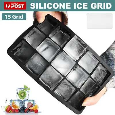 6/8/15/24 Grids Silicone Ice Cube Tray Large Mould Mold Giant Maker Square Black • $8.95