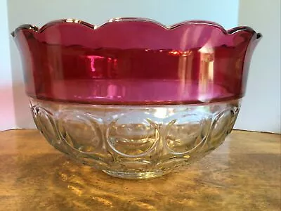 Vintage Indiana Glass Ruby Punch Bowl Lexington Pattern Red • $50