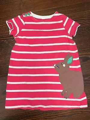 Toddler Girls Mini Boden Striped Rabbit  Appliqué Short Sleeve Dress 2-3 Years • $17.99