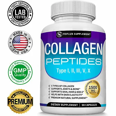 $21.97 • Buy  Premium Collagen Peptides 1500 MG Hydrolyzed Anti-Aging (Types I,II,III,V,X)   