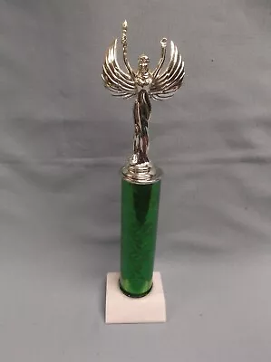 Silver Victory Trophy Award Marble Base Pageant Green Column • $4.39