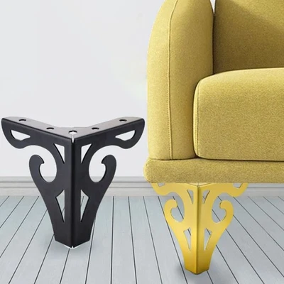 £17.11 • Buy 4Pcs Hollow Carving Metal Furniture Legs With Rubber Feet Pad Cabinet Table Leg