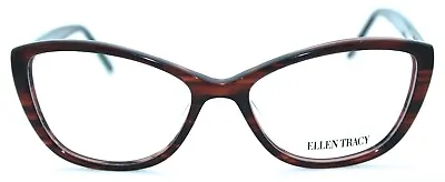 ELLEN TRACY - KAVALA 51/16/135 BROWN HORN - NEW Authentic WOMEN EYEGLASSES Frame • $19.95