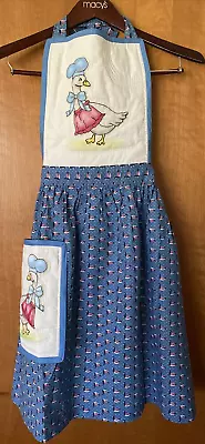 Vintage Handmade BLUE Goose Bib Apron • $28.99