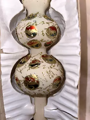 Vintage Christmas Classics Tree Top Cream Gold Glitter W/Original Box - Romania • $18