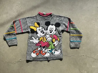 Vintage Disney Mickey And Minnie Knit Sweater Kids Large 90s • $15.80