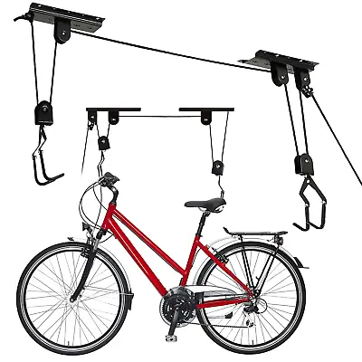 Bike Bicycle Ceiling Hanger Lift Pulley Hoist Storage Stand Garage Rack 20KG • £9.45