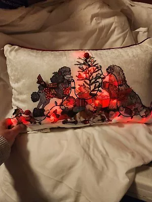 Rare Pier 1 Park Avenue Puppies Christmas Light Up Pillow Nwt Dog Dachshund  • $34.95