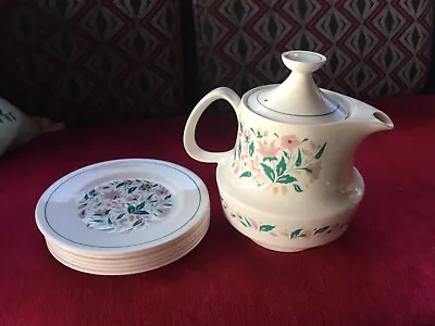 Queen Anne Ridgway Kismet Pattern Coffee Pot With 6 Bread Plates • $72