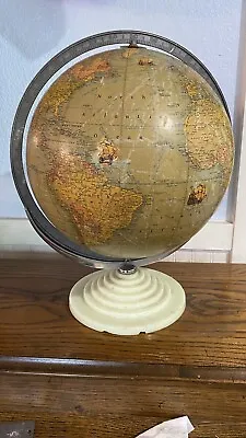 1930's Rand McNally 12  Terrestrial World Art Globe WITH  Art Deco Base • $250