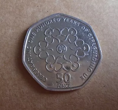 GB 2010 100 YEARS GIRL GUIDES FIFTY PENCE Queen Elizabeth II Good Circulated • £2