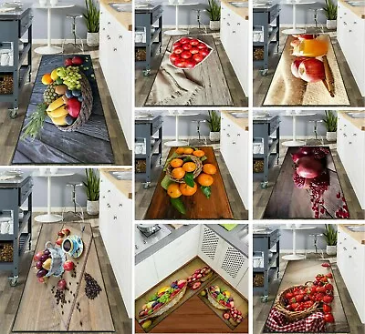 3D Fruit Kitchen Mat Non-Slip Washable Entrance Hall Front BackDoor FloorMats • £11.05