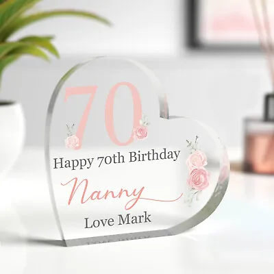 Personalised 70th Birthday Gifts Women Her Mum Nan 40th 50th 60th With Grey Bag • £9.99